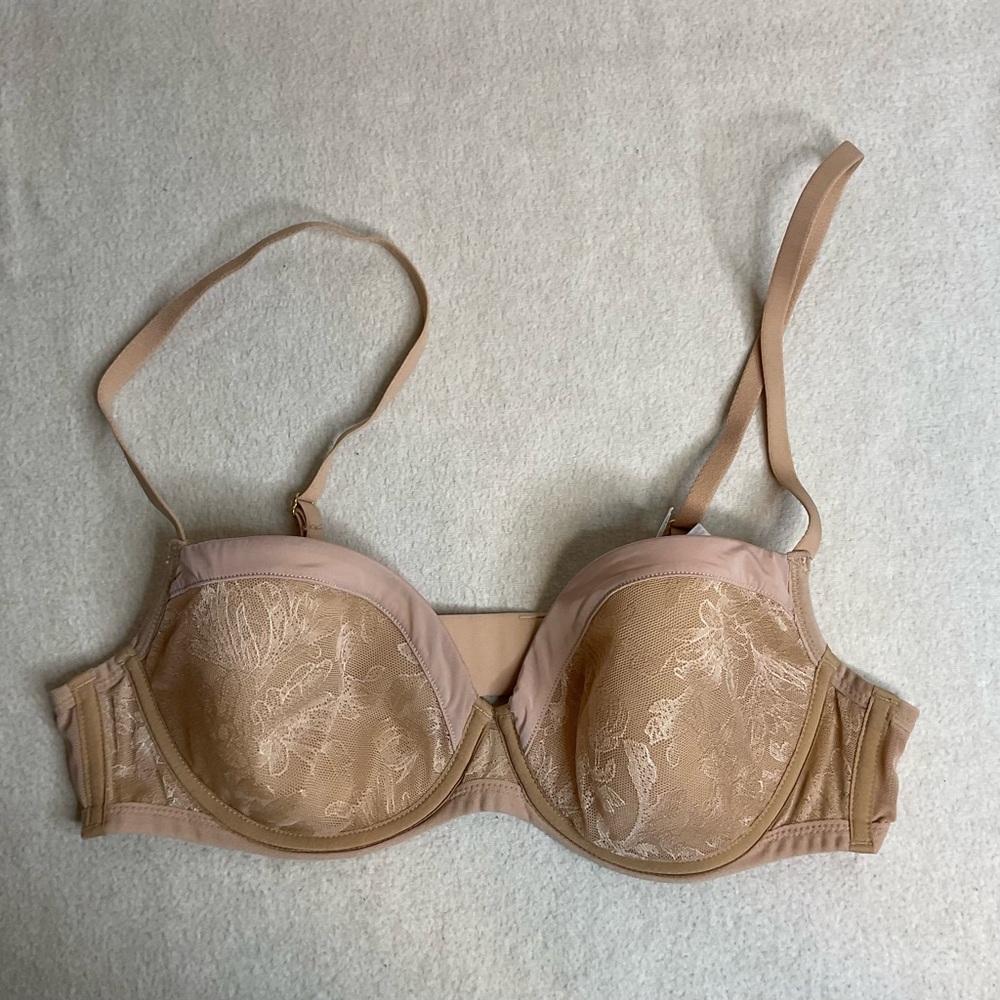 Soma Lightest‎ Loft Demi Tan Lace Bra Size 36B